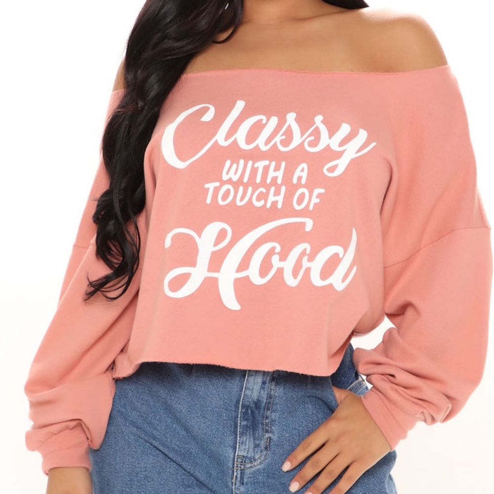 Pink Off the Shoulder Sweatshirt